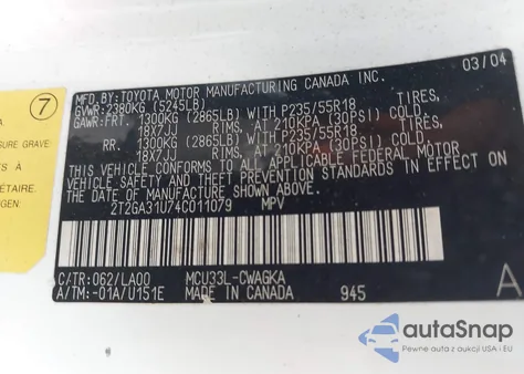 2004 Lexus Rx 330 z USA, uszkodzony, nr VIN 2T2GA31U74C011079